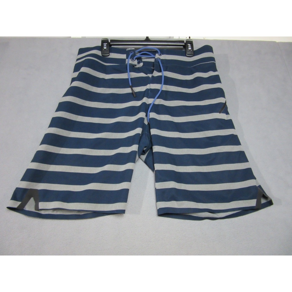 Lululemon Swim Trunks Surf Shorts Mens 36 Blue Gray Striped Current State